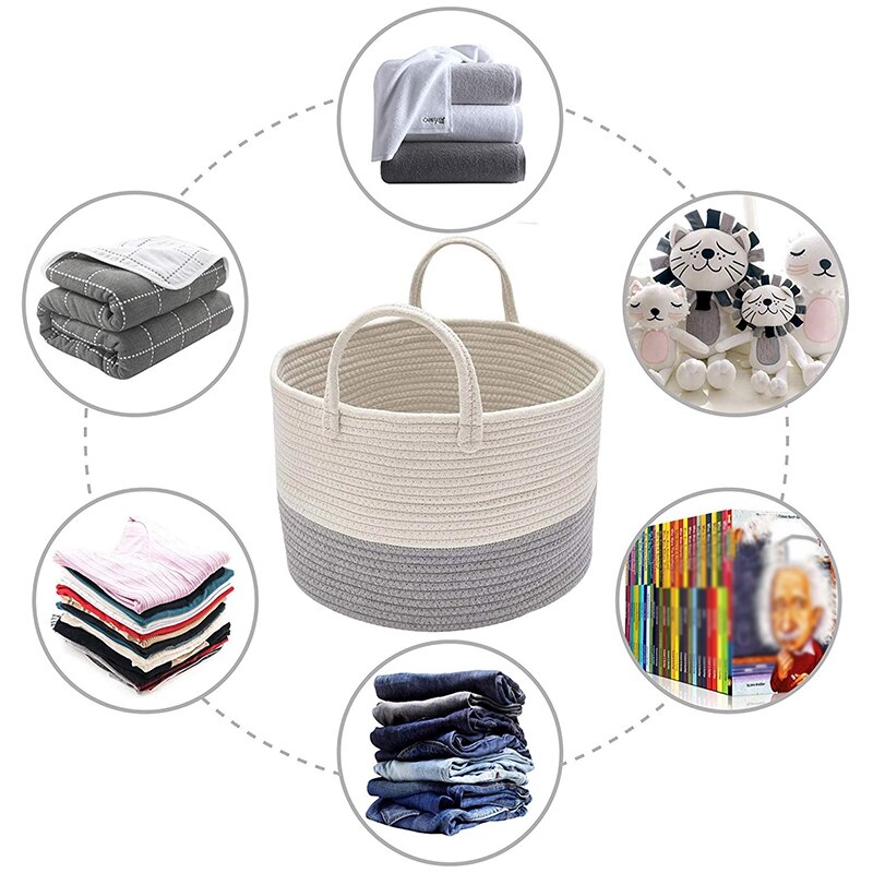 Abss-opbergmanden katoenen touwmand gevlochten babywasmand bank kussens handdoeken speelgoed of kinderkamer katoenen touworganizer