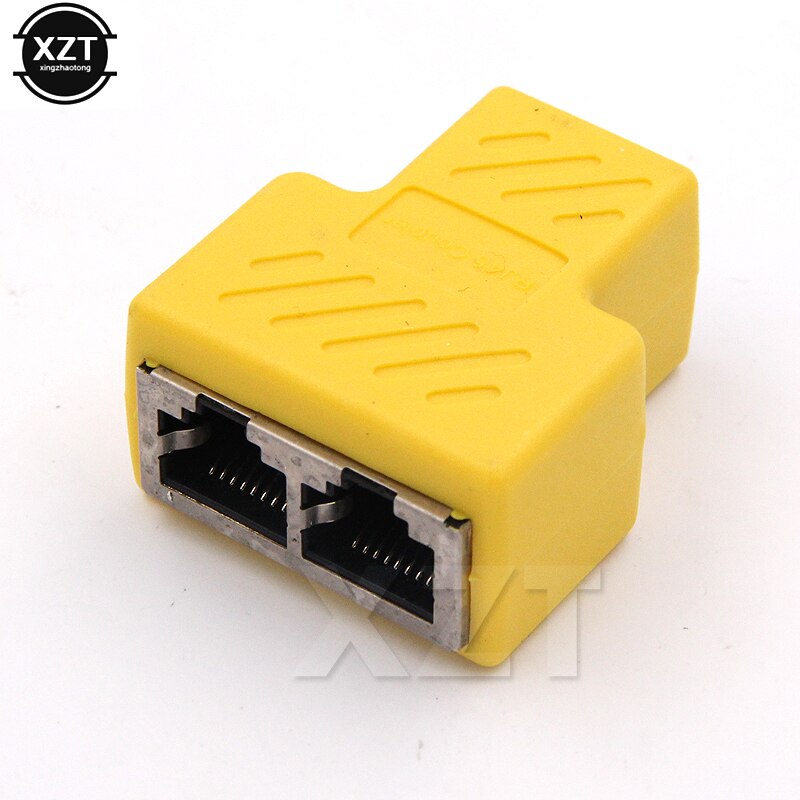 1 Naar 2 Manieren Netwerk Lan Kabel Ethernet Vrouwelijke Cat6 RJ45 Splitter Connector Adapter Utp Cat7 5e Conector Schakelaar Adapters koppeling: YELLOW