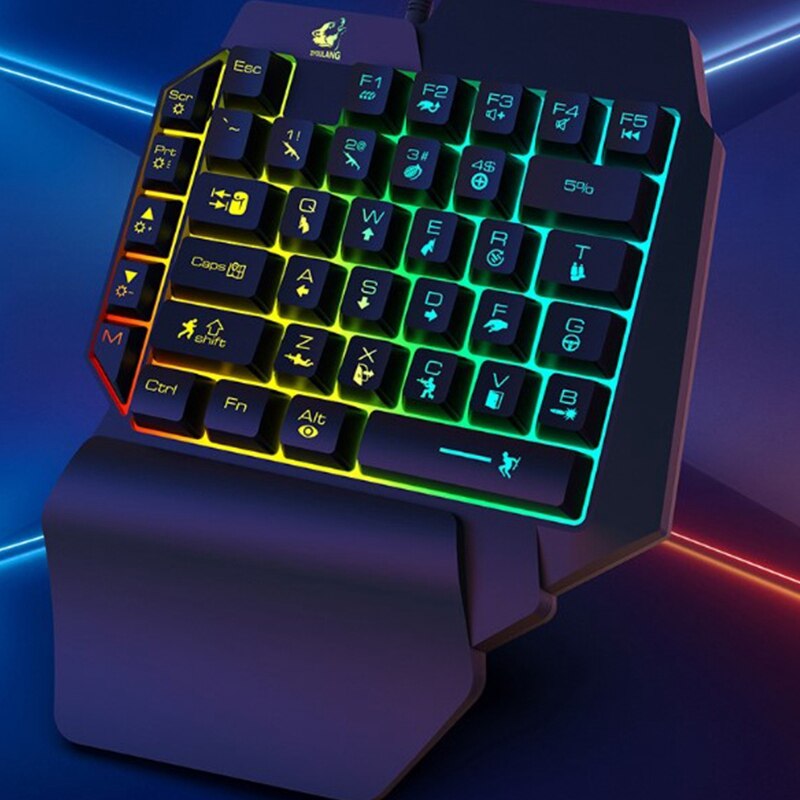 Ziyou Lang K1 Usb Bedraad Een Handed Mechanische Gevoel Gaming Toetsenbord Regenboog Kleurrijke 35 Toetsen Rgb Backlit Toetsenbord