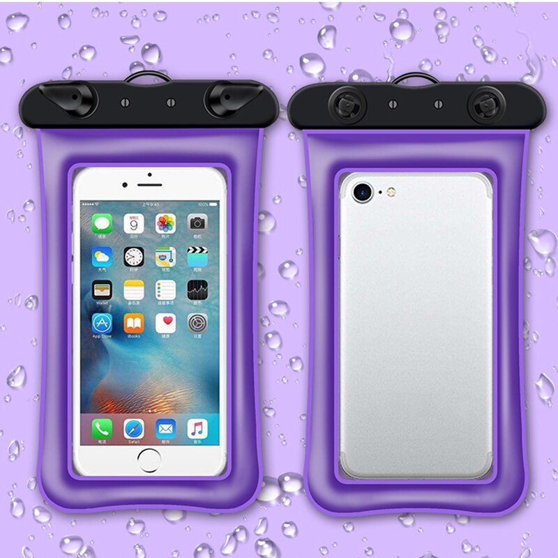 6.8Inch Floating Airbag Swimming Bag Waterproof Mobile Phone Pouch Cell Phone Case For Swim Diving Surfing Beach Use Pool XA184A: Purple