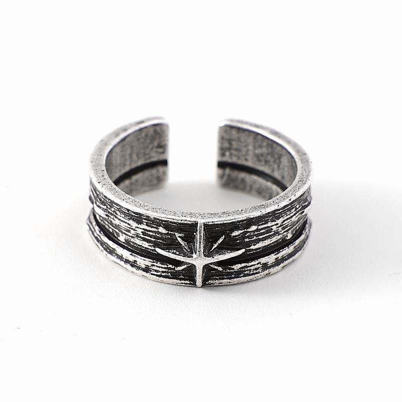 Retro Sterrennacht Art Ring voor mannen Zilver Kleur Punk Gothic Verstelbare Open Ring Rock Handgemaakte Unisex Sieraden Accessoires Cadeau: Default Title