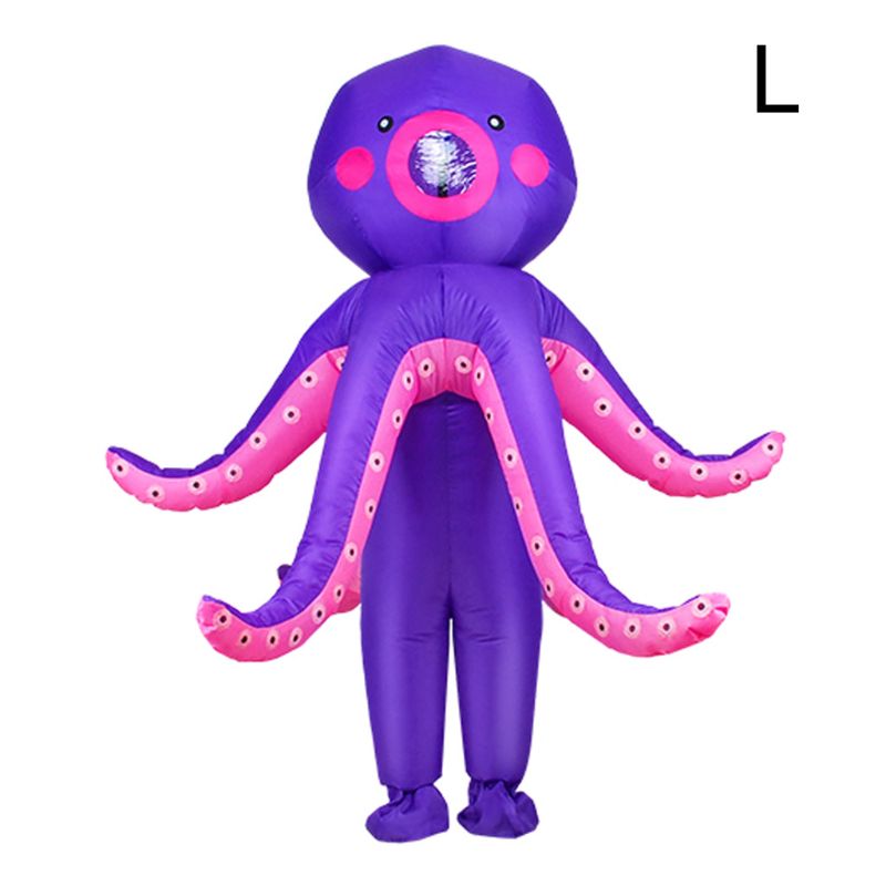 OOTDTY pieuvre gonflable déguisement adultes drôle sauter tenue Halloween Cosplay déguisement vêtements: L