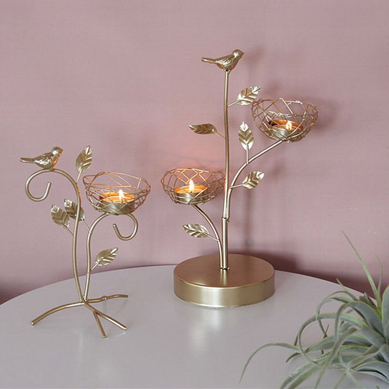Nordic wrought iron golden bird aroma candle holder decoration romantic table tabletop decoration small furnishings 1PCS