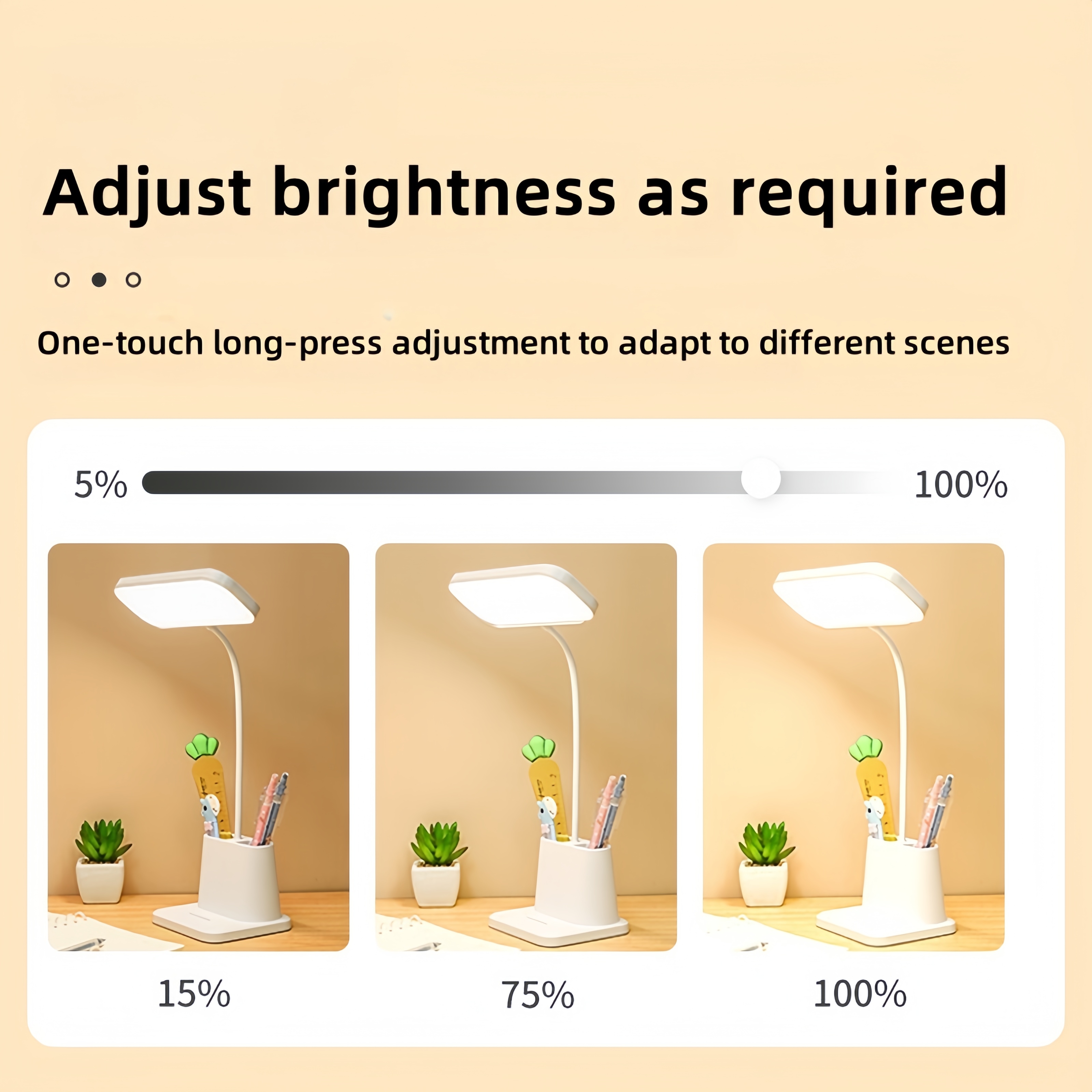 Skrivebordslampe ledet-berøringsbryter hvit sammenleggbar skrivebordslampe soverom nattbordslampe arbeidsrom lesing øyepleie nattlampe usb-plugg dimbar hvit
