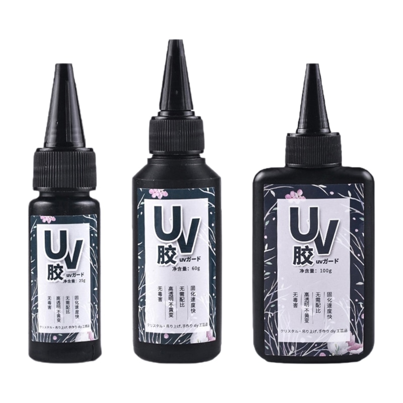 25/60/100g Ultraviolet Curing Epoxy UV Resin Hard Glue Transparent LED Cure for DIY Jewelry Making Casting Coating