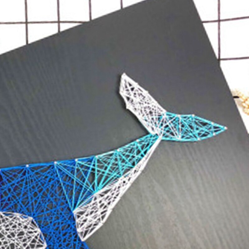 Diy nail string art kit hval vikling linjer tegning male kunst kit med ramme 3d garn maling pin string art