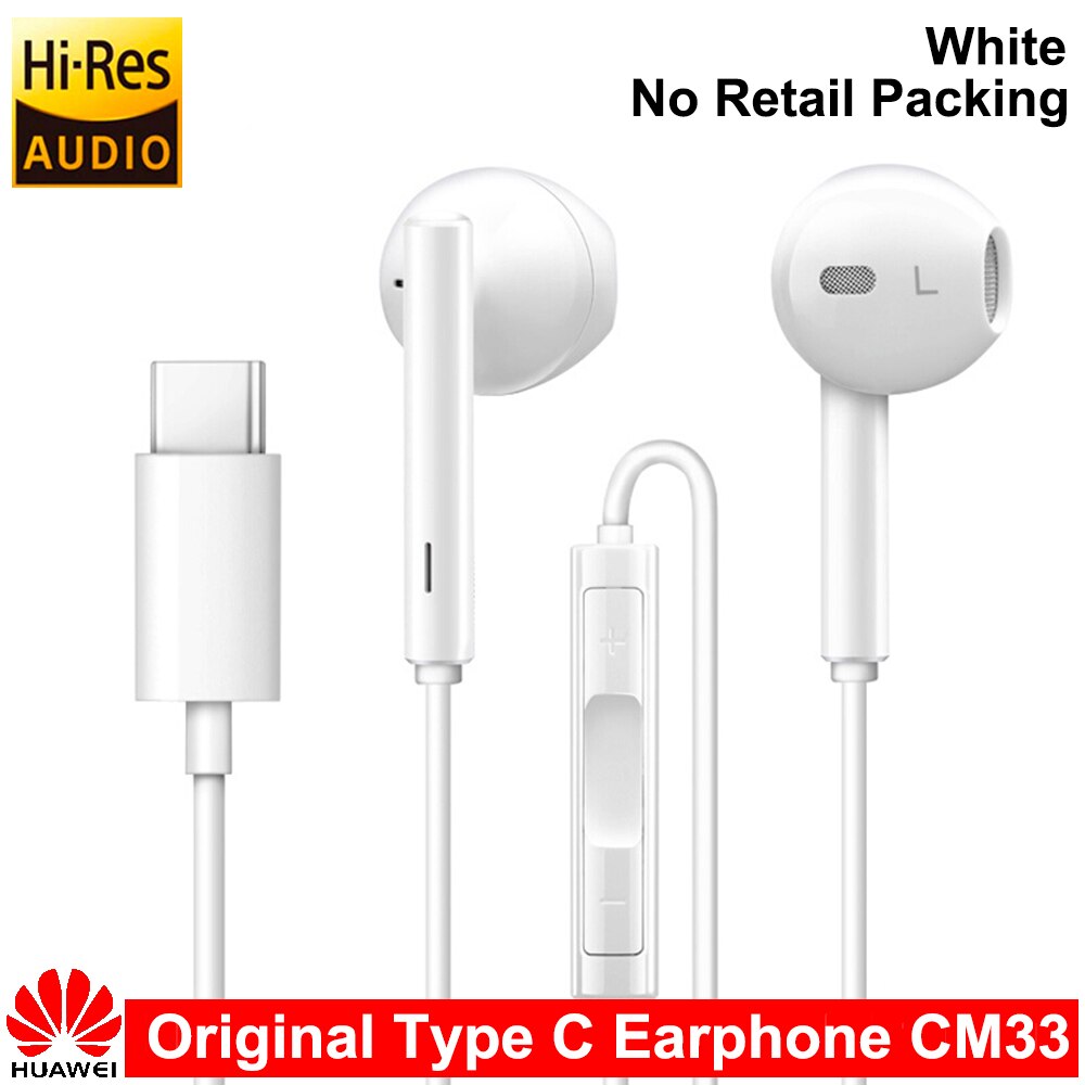 Original HUAWEI CM33 Kopfhörer USB Typ-C in Ohr Hearphone Headset Mic Volumen HUAWEI nova 6 Kamerad 20x10 20 Profi 20 lite: Nein Verpackung Weiß