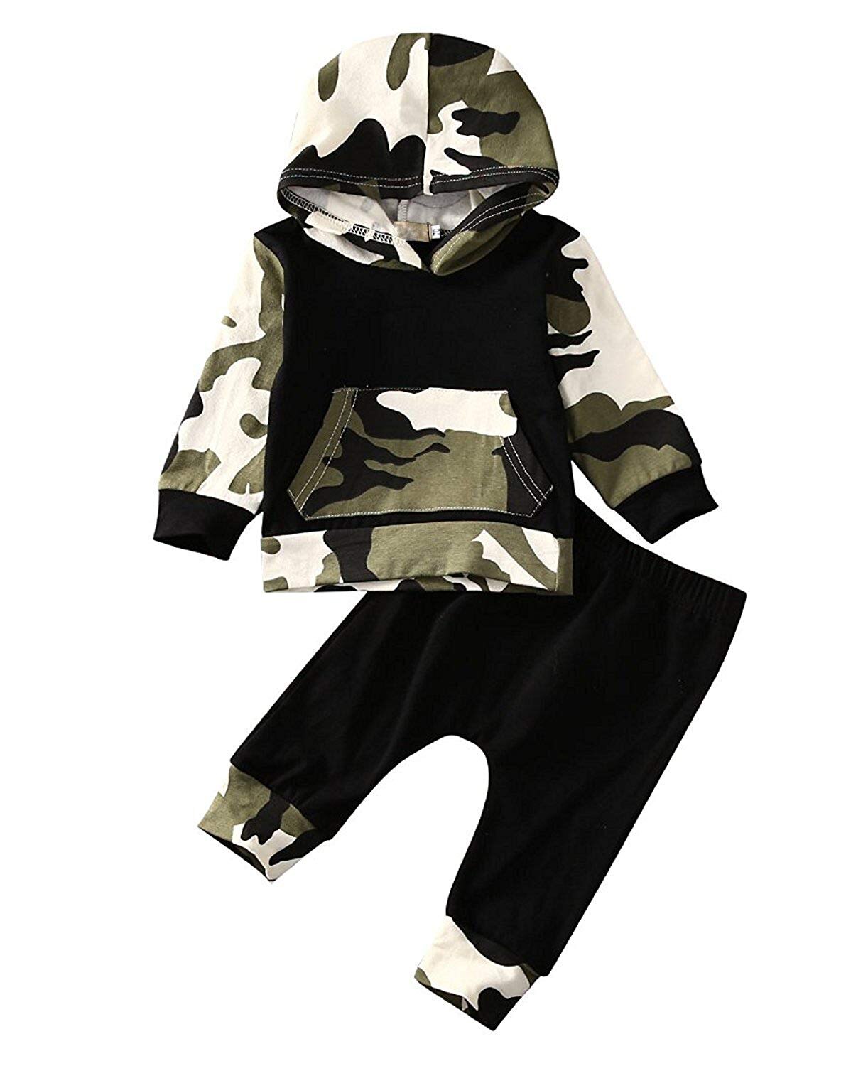 Efterår stil spædbarn tøj baby tøj sæt baby drenge camouflage camo hættetrøje toppe lange bukser 2 stk outfits træningsdragt tøj: 6-12 måneder