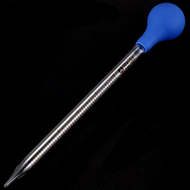 10ml Rubber Head Glass Dropper Glass Pipette Lab Dropper Pipet With Scale Line Blue&Transparent