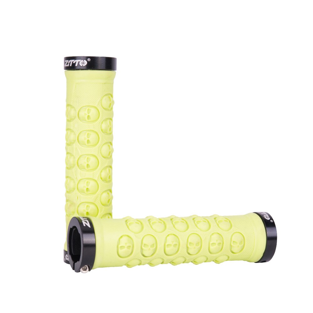 1 Paar Ghost Skelet Fiets Stuur Cover Zachte Rubberen Grips Mtb Mountainbike Handvat Bar Covers Grips Lock Motorfiets: Light green