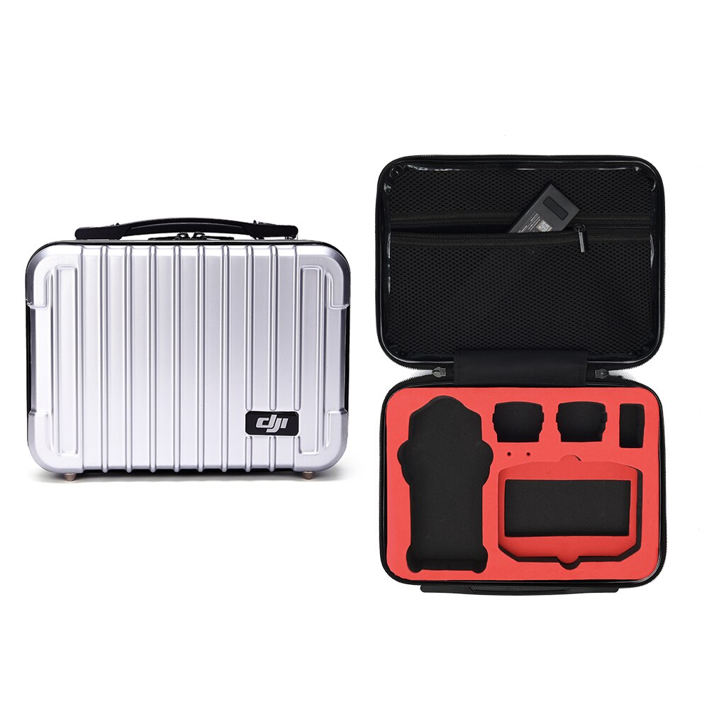 Dji mavic air 2 drone hard shell bærbar rejsetaske bæretaske dele tilbehør vandtæt opbevaringspose stor kapacitet: Sølv sag rød