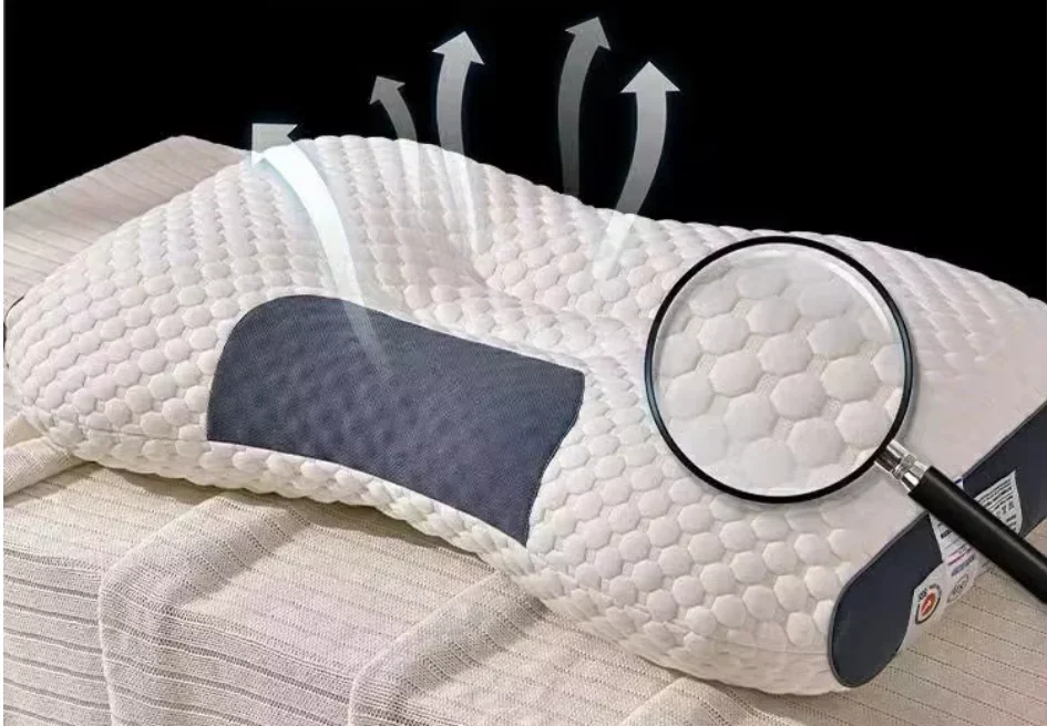 NEWHoneycomb massage pillow pillow to protect cervical vertebra to help sleep home pillow core antibacterial and anti-mite: Red
