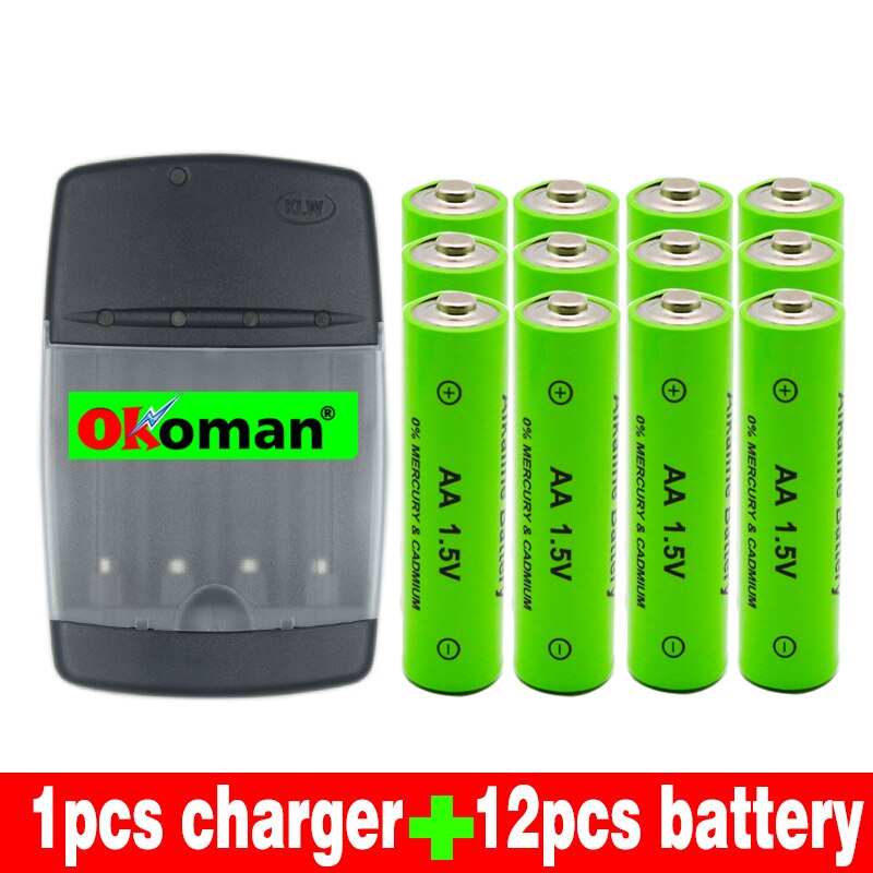 AA 3000mah 1.5V alkaline rechargeable battery for LED light electric toy battery and four-slot alkaline battery charger: Red