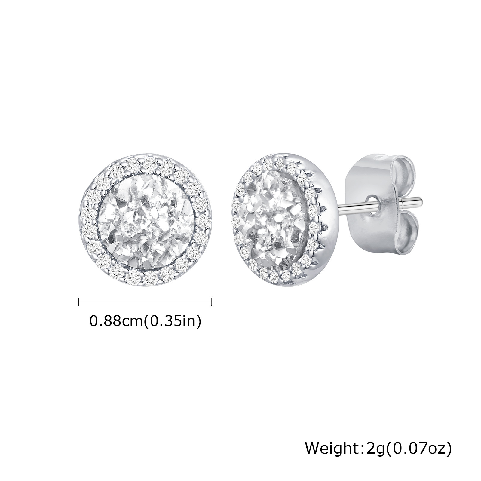 Boucles D'oreilles Argentées – Puces Cristal Zirconium Pour Femme/homme, Neuves
