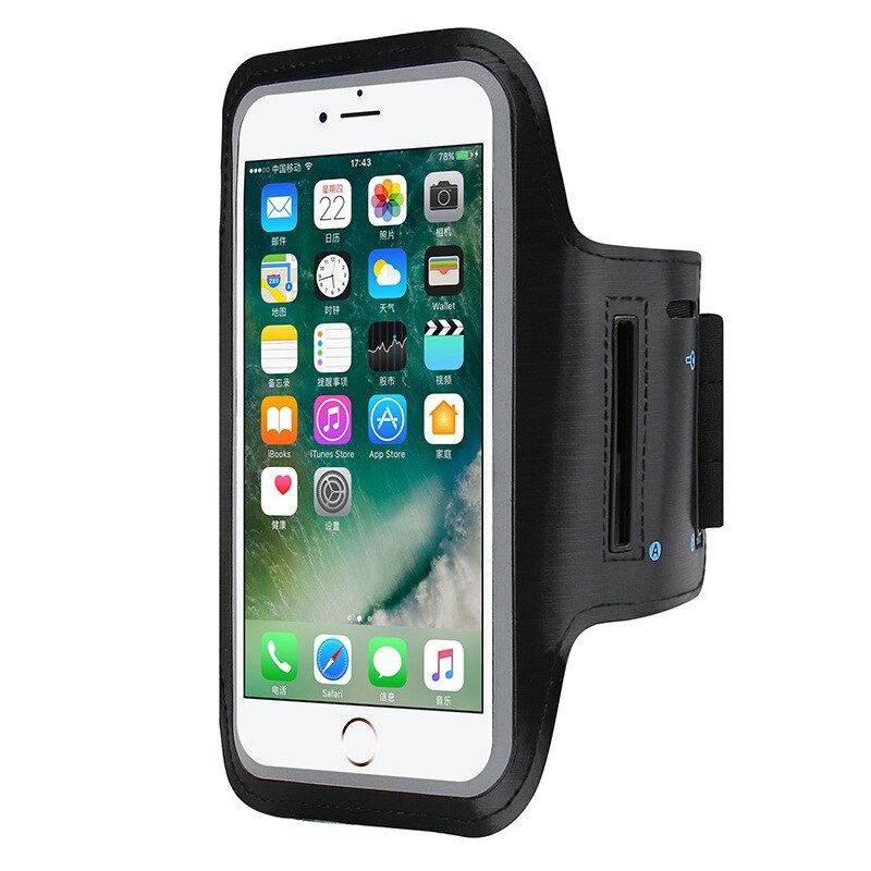 Armband Voor Maat 5.5 ''Inch Sport Mobiele Telefoon Houder Geval Voor Telefoon Op Hand Voor Iphone 6 Plus/6S Plus/7 Plus/7S Plus/8 Plus Case: Black