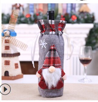 Vin champagne flaske poser julepynt julemanden poser holder: 6