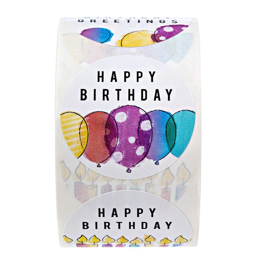 100-500Pcs 8 Designs Happy Birthday Round Stickers Party Packaging Seal Labels 1.5inch Scrapbooking Cards Decoration