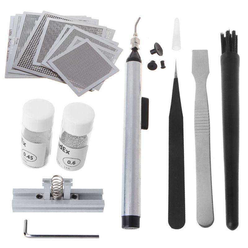 1impostato BGA Reballing direttamente stampino di calore pasta per saldatura stazione di sfere di latta kit di Reball BGA in maglia d'acciaio per riparazione di rilavorazione SMT