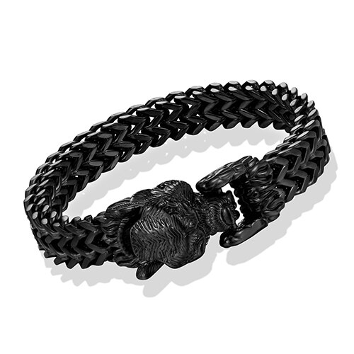 Pulsera de eslabones de acero inoxidable para hombre, pulsera de motorista, accesorios de mano Punk, pulsera de , de joyería: Black