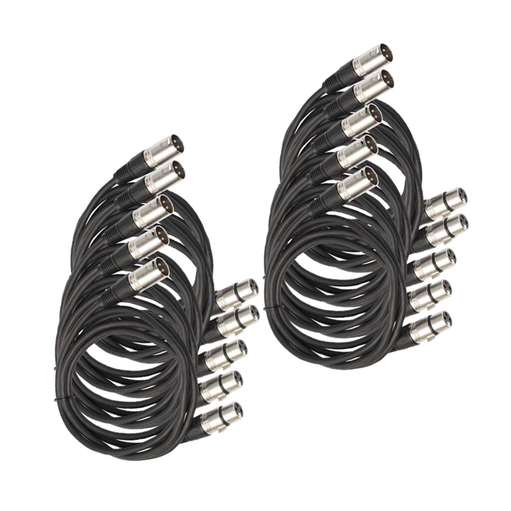 10x Black XLR Microphone Cable,6 FT XLR Male to Female Balanced 3-Pin Mic Cables