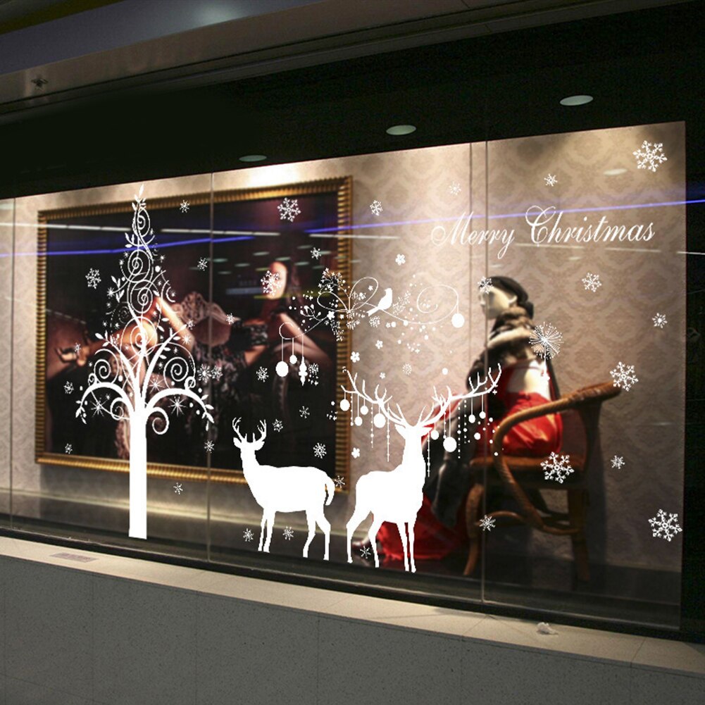 Pegatinas de copos de nieve pegatina de muñeco de nieve Ventana de Navidad Pegatinas de Navidad adhesivos para ventana pegatinas de decoración de de navidad