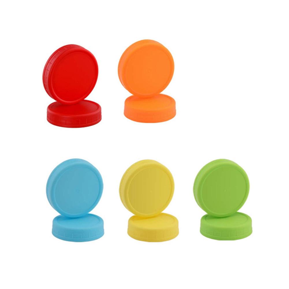 Tapa de tarro de plástico de 10 Uds con anillo de sellado de silicona y tapa de botella de almacenamiento de Color tapa de botella con boca Regular herramienta de cocina