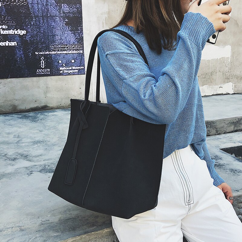 CROWDALE kobiety torba na ramię torba na zakupy dwa pasy torebka szkoła proste mody peeling duża pojemność Tote klamra projektantów