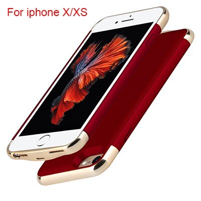 Voor iphone 6 6s 7 8 batterijlader case ultradunne externe back-up lader case voor iphone x  xs 6 6 s 7 8 plus powerbank case: Iphone x xs rood