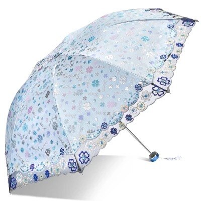 Parapluie pliable en dentelle pour femme, motif magnifique fille, Portable, léger, à la , pour enfants: Bleu