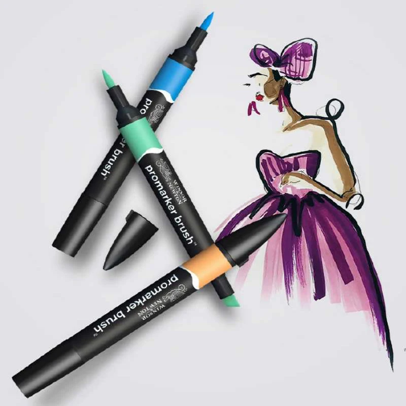 WINSOR & NEWTON Alcohol Based Promarker 6/12/24/48/96 Colors Set Twin/ Double Tip Marker Pens Pro Marker For Artists