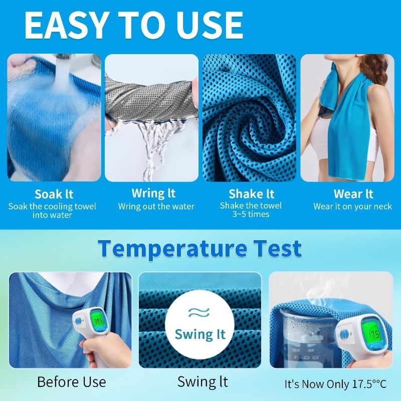 Toalla refrescante, toalla de fibra ultrafina transpirable y suave, adecuada para ejercicios de yoga, correr, fitness, gimnasio, camping y fitness