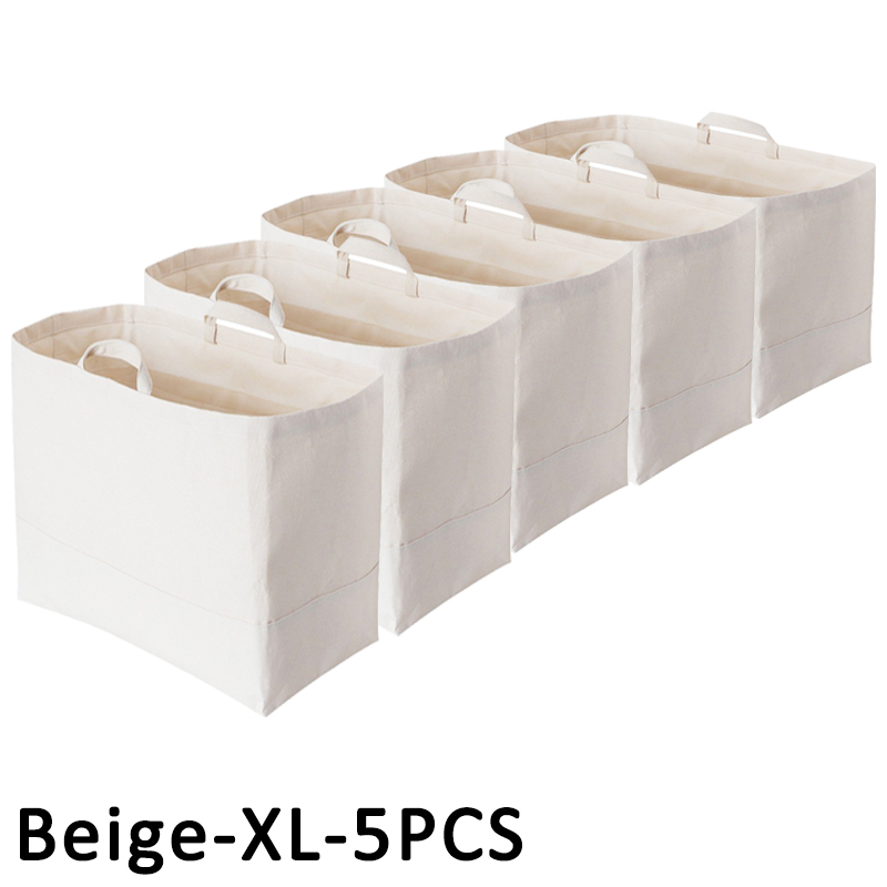 1/3/5PCS Foldable Sundry Storage Basket Canvas Clothes Storage Basket Large Portable Toy Storage Basket White Handheld Organizer