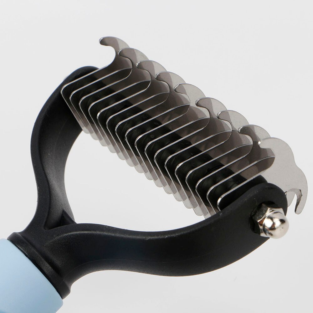 Bonzerpet Ontharing Kam Hond Kat Bont Trimmen Dematting Deshedding Roestvrij Grooming Brush Tool Lang Haar Blauwe Kleur