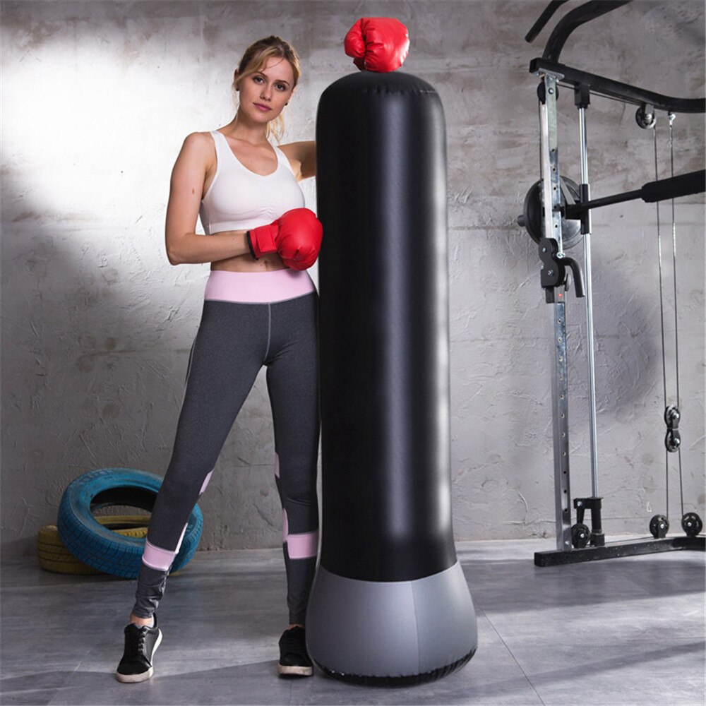 Pvc luftet boksepost voksen Fitness sandsekk låve tumbler vent leketøy boksing sandsekk boksepost Fitness kropp: Svart