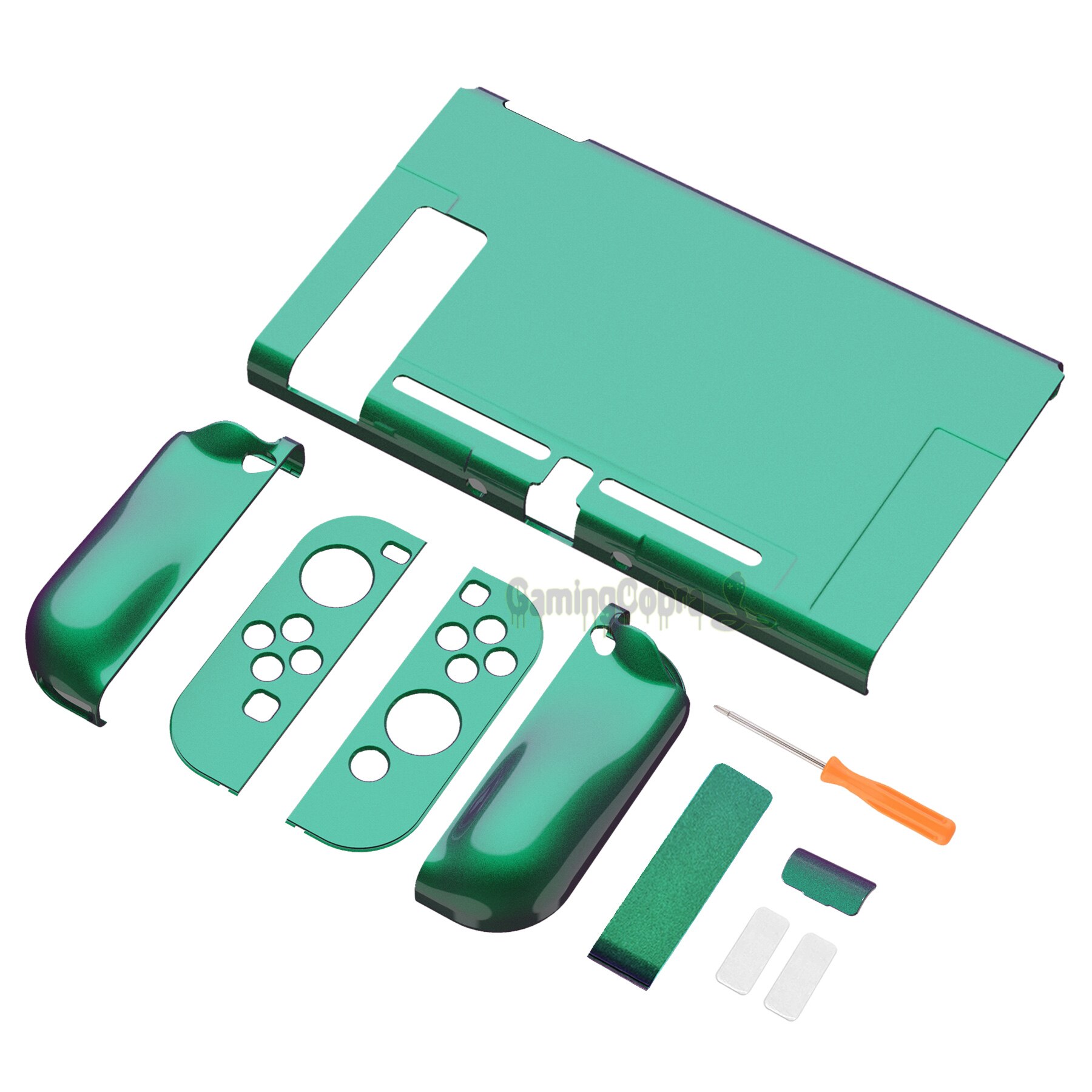 Playvital Verbeterde Dockbare Case Grip Cover, Ergonomische Beschermhoes, Scheidbare Protector Hard Shell Voor Ns Schakelaar Joycon: Chameleon Green