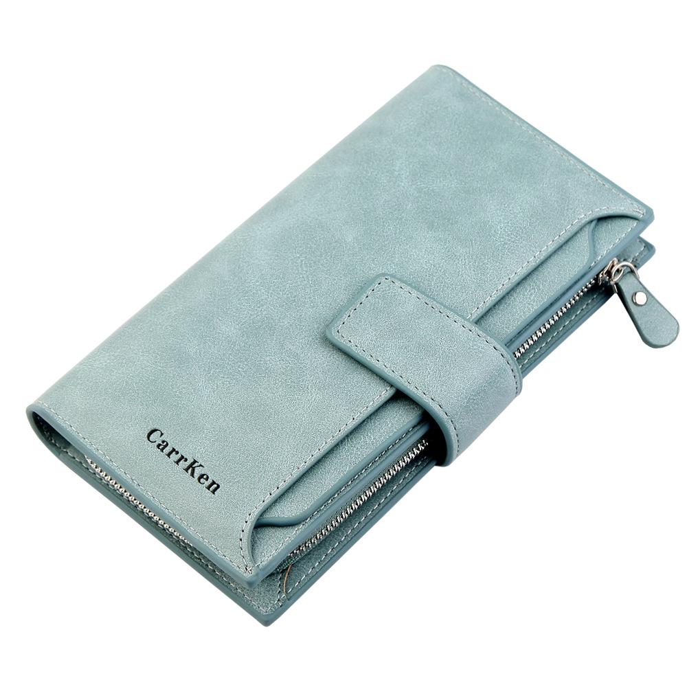 Unisex kvinders pung læder pochette mænd pung kortholder clutch pung cartera mujer luksus pung designere pochette uomo: Blå