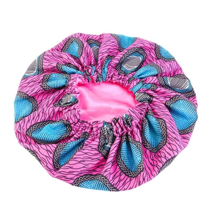 38cm store print satin hætte hårhætter søvn afrikansk mønster tryk stof ankara nat hat hår styling cover tilbehør: Type 5