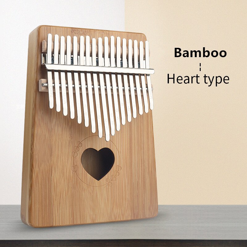 Kalimba 17 Keys Kalimba Bamboo Beginner Thumb Piano With Accessory Instructions Tuning Hammer Musical Instrument: Heart Shape