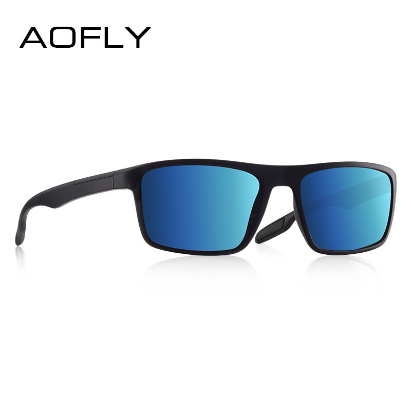 AOFLY ultra-léger TR90 lunettes De soleil polarisées hommes pilote nuances mâle Vintage lunettes De soleil pour hommes Spuare lunettes Gafas De Sol: C6Matte Blue mirror