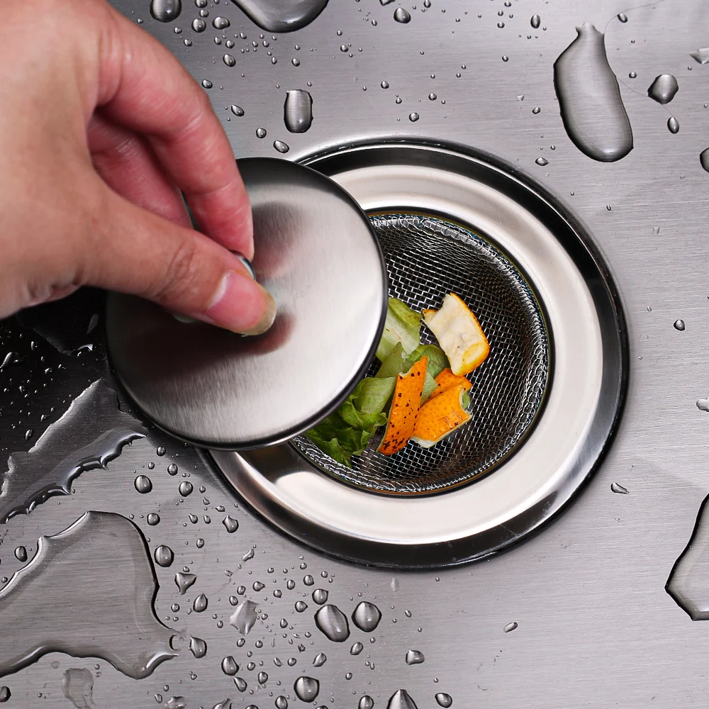 Gootsteenfilter Roestvrijstalen gaas Gootsteen Rioolzeef met deksel Vloerafvoeren Catcher Afvalafvoergatfilter voor keukenaccessoire