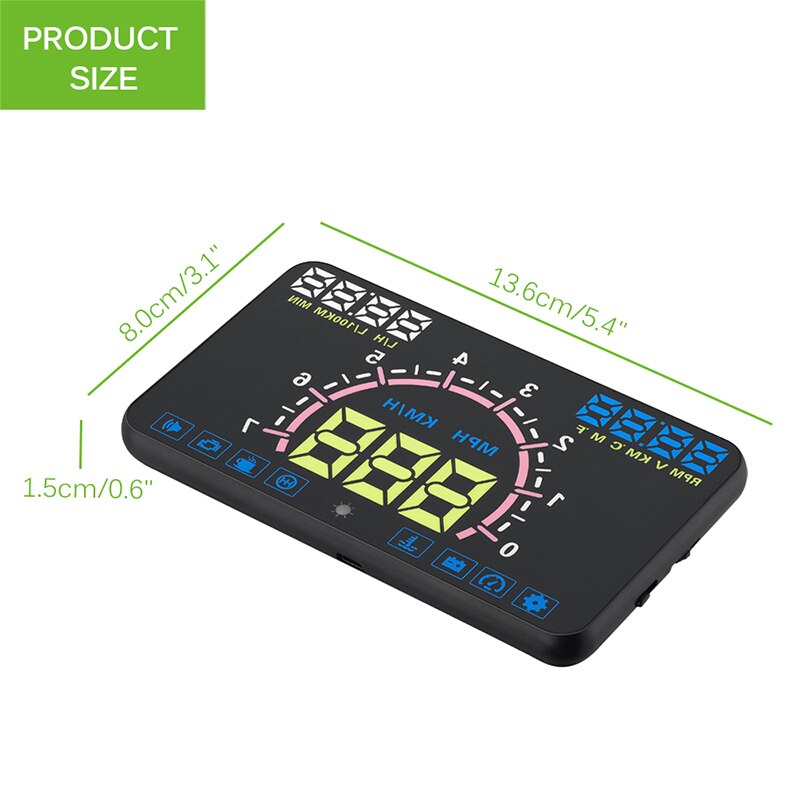 Onever auto hud 5.5 '' head up display obd 2 ii euobd bil fortkörning varning för hög hastighet varning vindruta projektor hd auto display