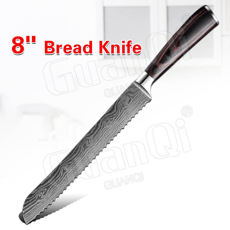 Kitchen Knives Sets Sharpest Damascus Kitchen Chef Knives Santoku Cleaver Paring Steak Slicing Utility Boning Knife: 8 In Bread Knife