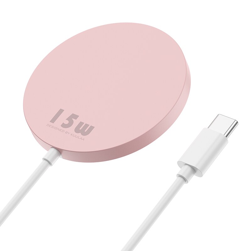KUULAA 15W Magnetic Wireless Charger For iphone X 11 12 Pro Max Mini For Magsafe Aock Fast Charging Pad For Huawei Xiaomi Phone: Pink