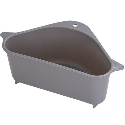 Multifunctional Sink Drain Shelf Triangular Sink Corner Strainer Basket Storage Rack Sucker Sink Sponge Holder Kitchen Tools: Gray-A