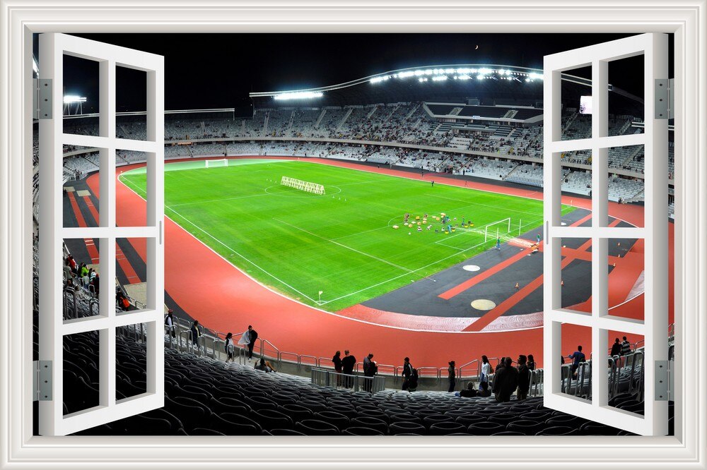 Eine Stück3d Fenster Zauberstab Aufkleber FußBall FußBall Spielplatz Sport Selbst-Klebstoff Aufkleber Moderne Zauberstab Kunst Schlafzimmer Wohnzimmer Dekor: 1 / 70x100cm 28x40Zoll