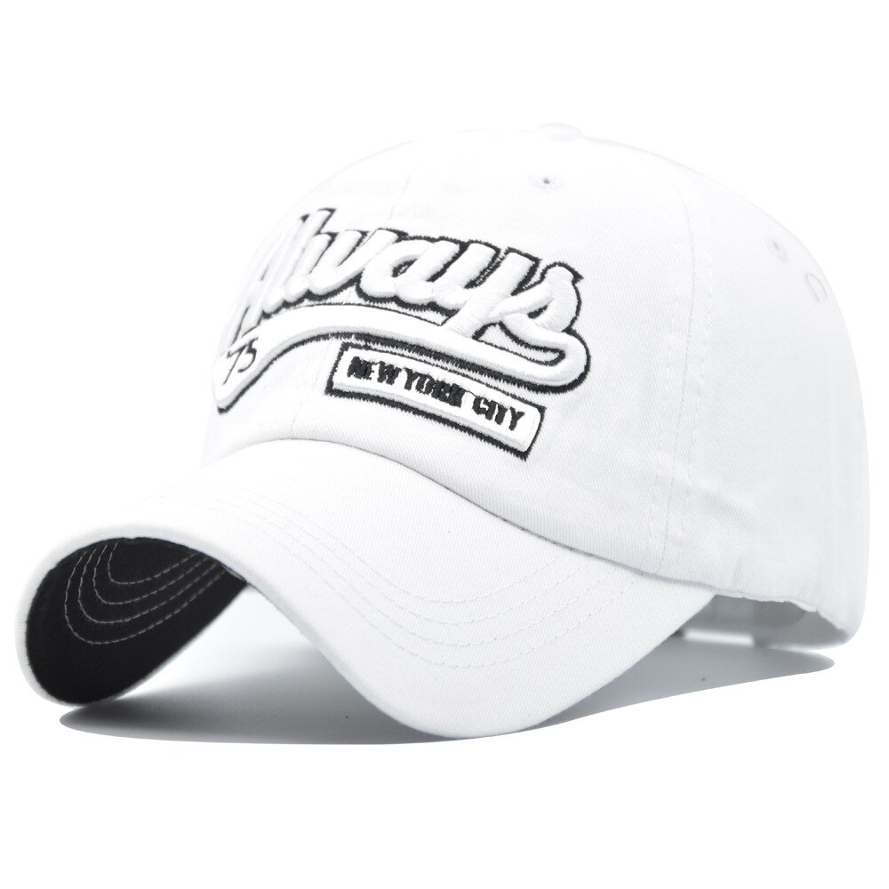 75 brev far hat bomuld broderi baseball cap mænd og kvinder elskere hat snapback sol hat peak cap afslappede hatte: Hvid