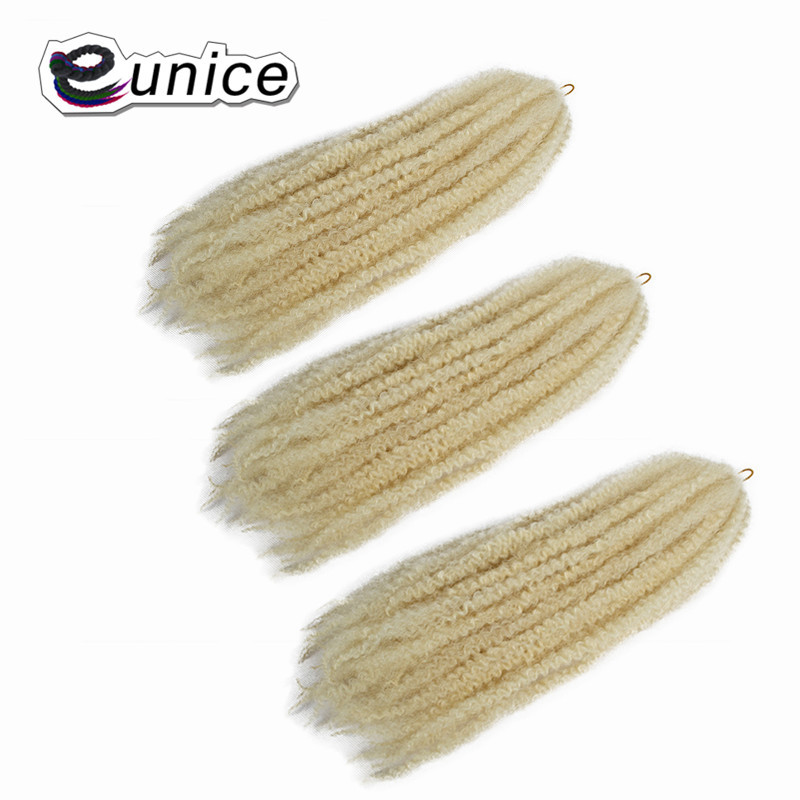 Eunice rubia 613 mechones pelo trenzado sintético para las mujeres con Africana trenzas Marley 18 "3 paquetes Ombre Afro rizado a granel