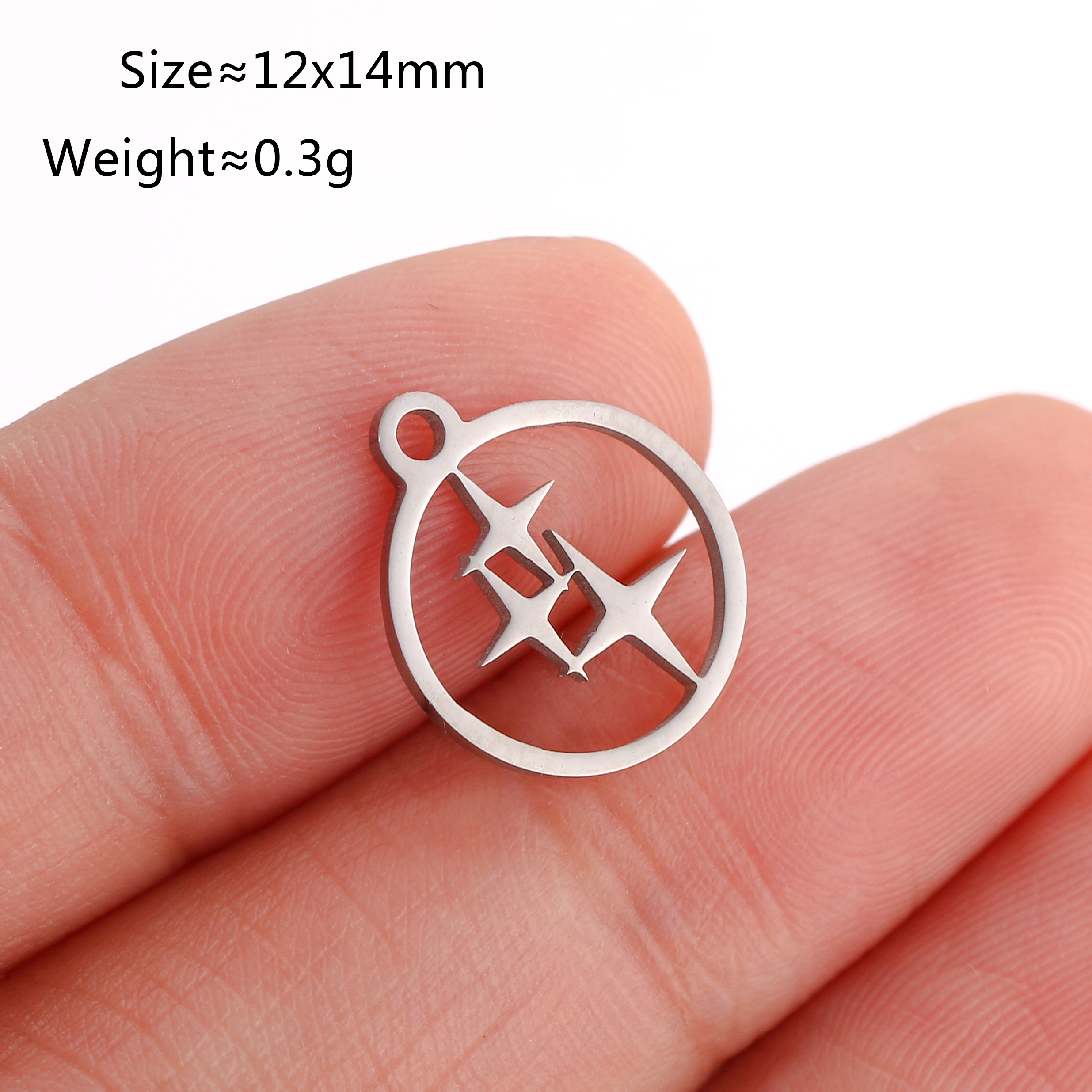 Lote de 5 unidades de Mini dijes de estrella Celestial, colgante de pentagrama/estral/Meteor/luna de acero inoxidable DIY para pendientes, pulseras, fabricación de joyas: Zinc negro plateado