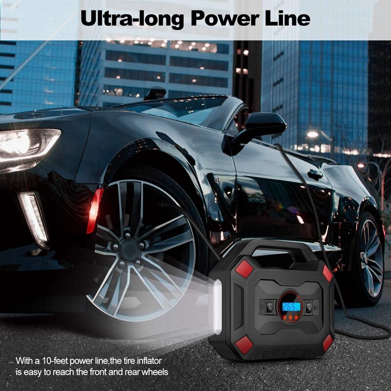 Draagbare luchtcompressor bandenpomp 12v slimme digitale luchtpompen met led-lampjes voor auto, motorfiets en paddleboard voor buiten