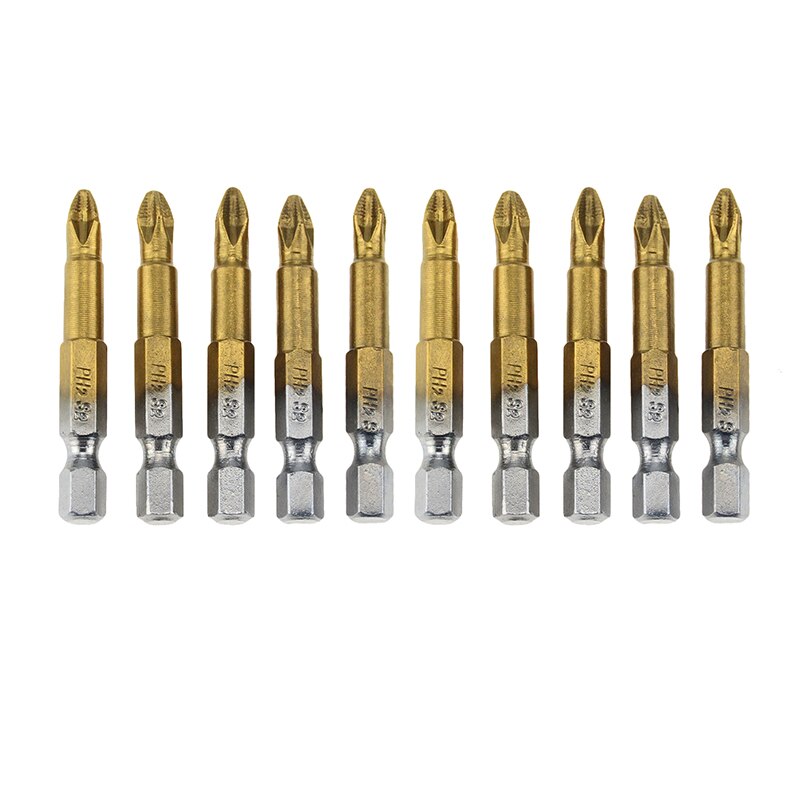 1 set Titanium Coated PH2 Anti Slip Bits Electric Screwdriver Bits 1/4" Hex Shank For Repair Work 50mm 25mm